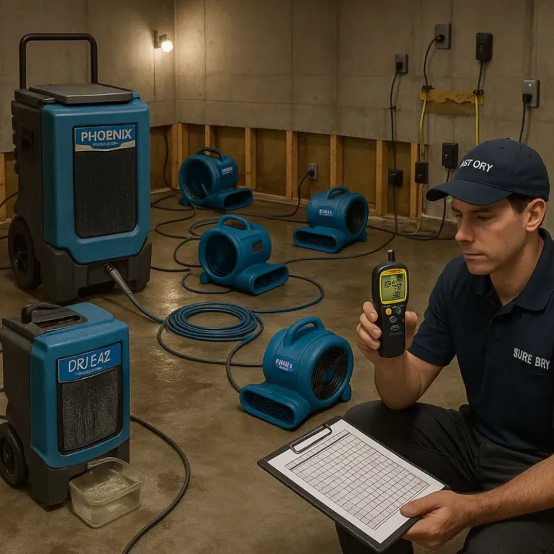 Structural Drying and Dehumidification process in Cementon, PA
